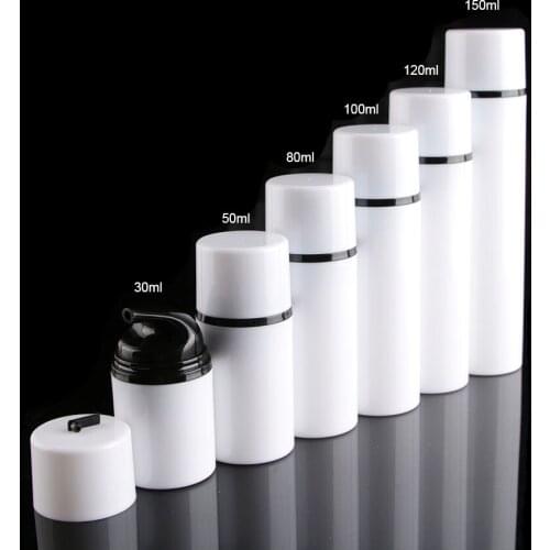 15 Pcs White Airless Vacuum Pump Bottle Container Dispenser for Cream/Serum/Lotion/Gel/Cosmetics (1oz 30/50/80/100/120/150ml)