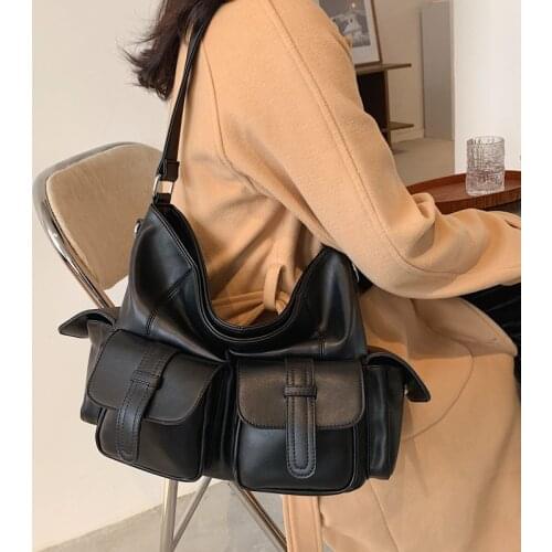 Vintage Women Handbag Leather Double Pocket Designers Luxury Shoulder Bags Female Top-handle Bags Sac a Main Brand Crossbody bag