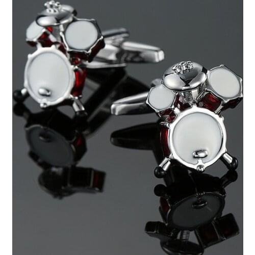 High quality drum Cufflinks new fashion jewelry red music Cufflinks mens business shirt suit badge pin gift