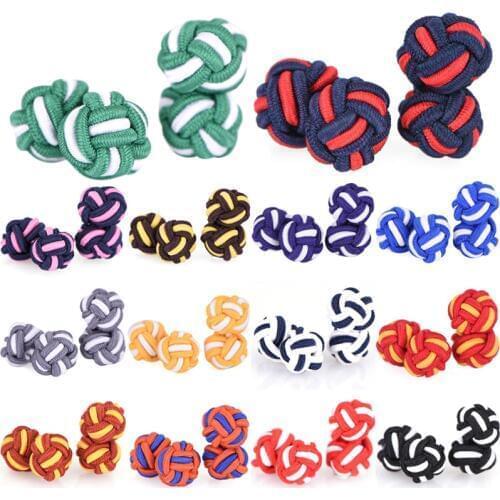Silk Knot Cufflinks Upscale Mens Classic Double Rope Ball Knot Shape Cuff Links Handmade Silk Knots Cuff Link For Men