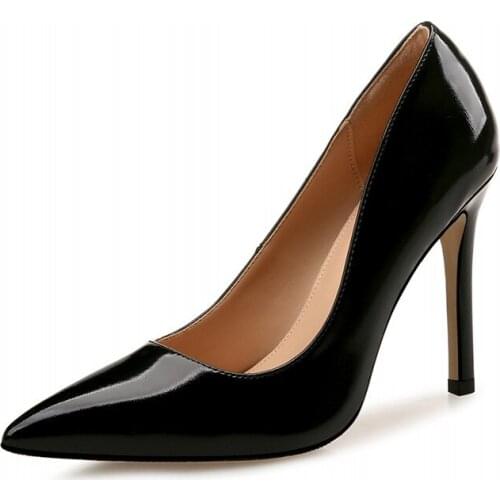 New Style 2021 New Patent Leather Pointed Toe Thin High Heels Women Stiletto Black Work Pumps Shoes Hot Sale Woman Shoes X0007
