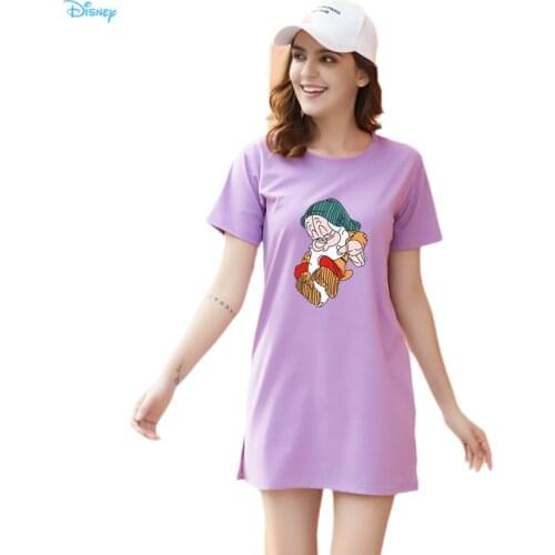 Disney Cartoon Snow White and the Dwarfs Womens 2021 Summer T-shirts Top Midi Casual Fashion Tee Shirt Femme Camisetas De Mujer