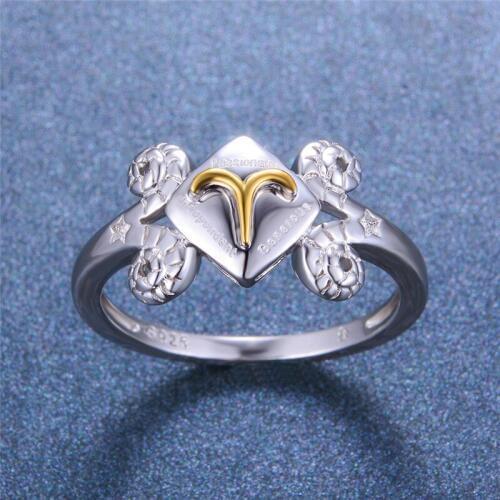 Simple Female Aries Constellation Ring Fashion 925 Sterling Silver Finger Ring Unique Style Party Wedding Rings For Women