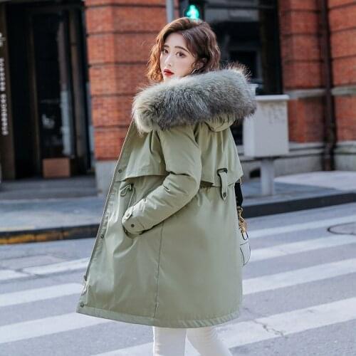 Winter Jacket Coat Women Novel New Thicken Warm Casual Long Parkas Fur Lining Pockets Cotton Fur Collar Warm Hooded Parkas Mujer
