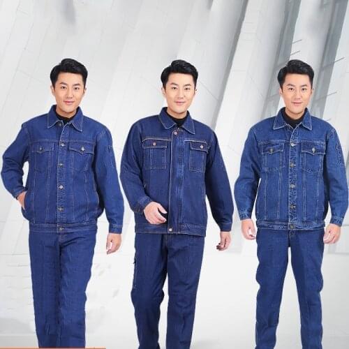 100% Cotton Working Clothing Welding Denim Coverall Anti-Static Auto Repair Workshop Flame Retardant Mechanical Anti Sparking4XL