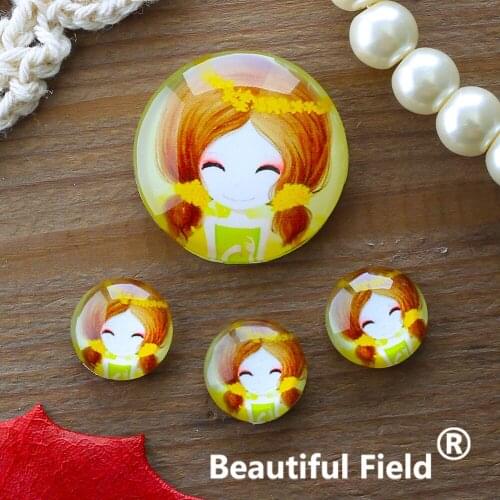 12mm 25mm 14mm 16mm 18mm 20mm Photo Glass Cabochons Round Cameo Set Handmade Settings Stone Girl FFR57