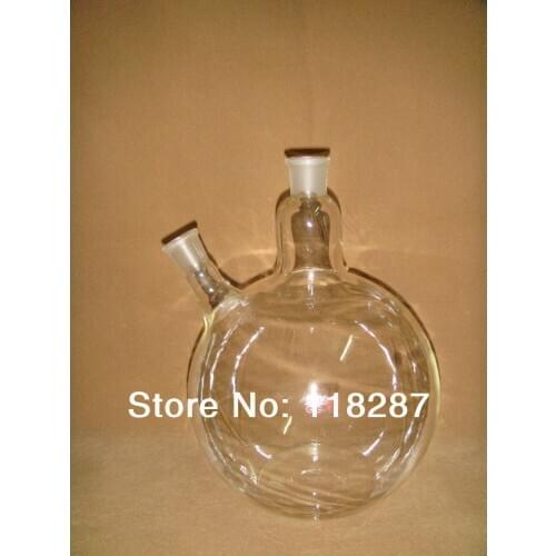 5000ml,24/29,2-neck,Flat Bottom,Glass Flask,5L,Two Necks,Heavey Wall,lab glassware flask