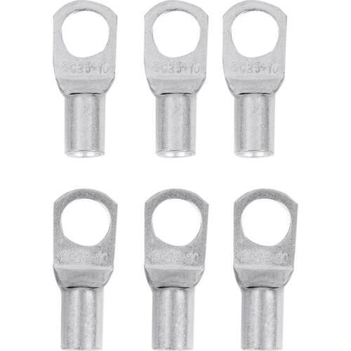 ABSF 6 Copper Tube 25Mm X 10Mm Lug Battery Starter Cable Welding Crimp Terminal Ring