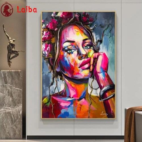 Diamond Mosaic Colorful abstract woman art round drill Cross Stitch Diamond Embroidery Art Painting Full Square Decor For Home