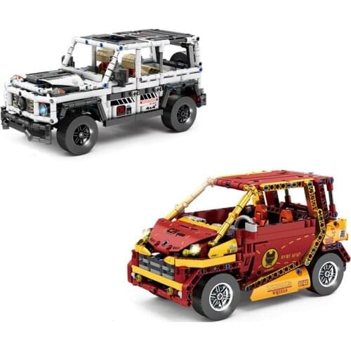 City orv technical land Defender Rovers benz G63 smart fortwo PULL BACK car building block vehicle brick toy with light sound