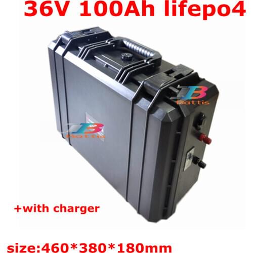 36V 100AH lifepo4 lithium chargeable battery for 1500w 2000w electric tricycle bicycle UPS bike scooter boat +10A Charger