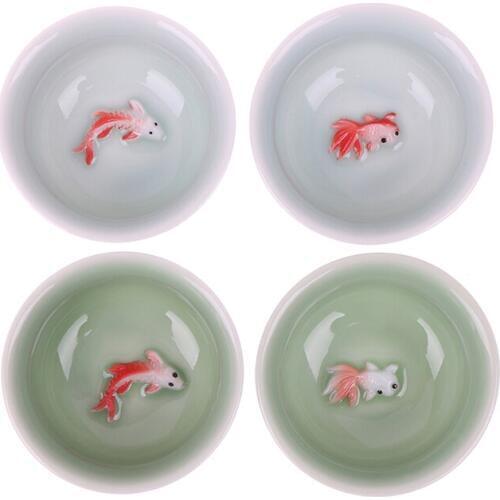 1PCS Chinese Tea Cup Porcelain Celadon Fish Teacup Set Teapot Drinkware Ceramic China Kung Fu Tea Set Ceramic Cup Chinese Gift