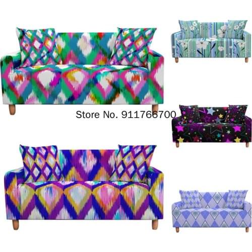Geometric Stretch Slipcover Sectional Corner Couch Cover Elastic Sofa Cover for Living Room Tie Dye Tramo Funda De Sofa Mariposa