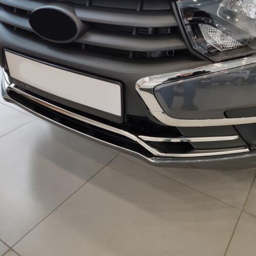 Stainless steel front bumper down grille decoration molding cover decorative trims for Lada Granta FL 2018 2019 2020 2021