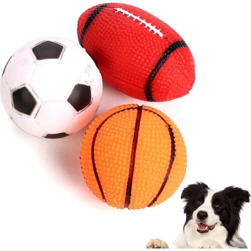 Dog Toys Squeak Sound Dog Ball Rubber Rubgby Football Basketball Interactive Toys For Dogs Small Medium Large Pets Toy Supplies