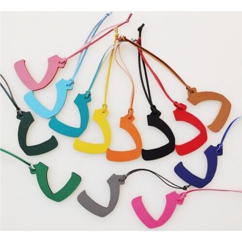 Customized Luxury Genuine Natural Leather Character Alphabet Arabic Letter Keychain Backpack Pendant Ladies Women Bag Charm