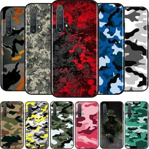 Camouflage Pattern Camo Silicone Cover For Realme V15 X50 X7 X3 Superzoom Q2 C11 C3 7i 6i 6s 6 Global Pro 5G Phone Case