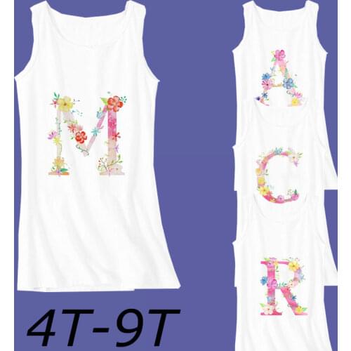 Summer Plant Flower Letters 2021 Baby Girl Dresses Kids Clothes Sundress Fun Girls Dress Kid Sleeveless Birthday Party Vestidos