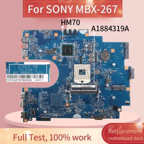 A1884319A MBX-267 Laptop motherboard For SONY Sve17 Sve1711 SVE1711F1EW HM70 Notebook Mainboard S1204-2 48.4MR05.021 SLJTNV