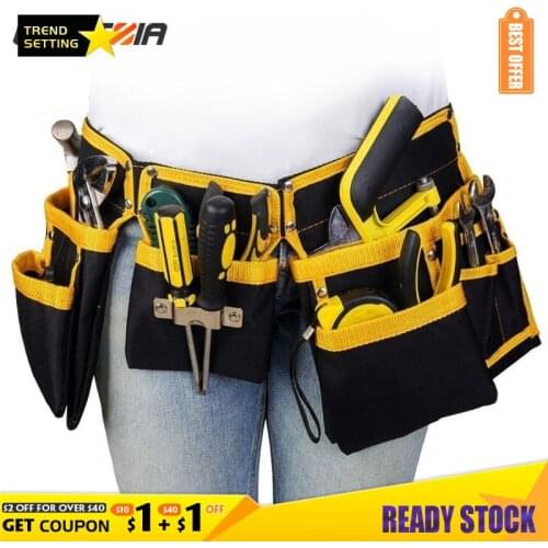 LAMEZIA Oxford Cloth Multi-functional Electrician Tools Bag Waist Pouch Belt Storage Holder Organizer