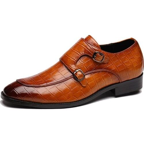 Mens Brand Leather Formal Shoes Men Dress Shoes Oxfords Shoes Fashion Retro Shoes Elegant Work Pointed Toe Male Footwear