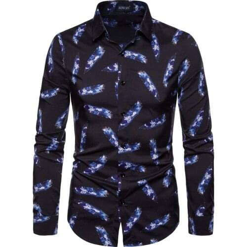 YS066 New Fashion 2019 Autumn Mens Cardigan Long Sleeve Digital Printing Lapel Joker Men Shirt