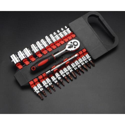 28Pcs Car 1/4 Inch Ratchet Wrench Socket Release Extension Bar Repair Tool Set