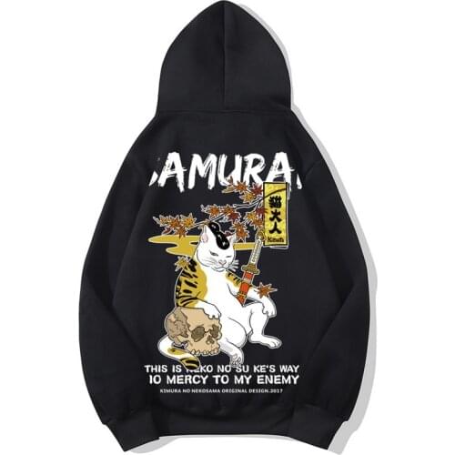 New Hoodie Mens 2021 Chinese Style SAMURAI Printed fleeces Hoody Hip Hop Casual Quality Cotton Tops Hoody Streetwear