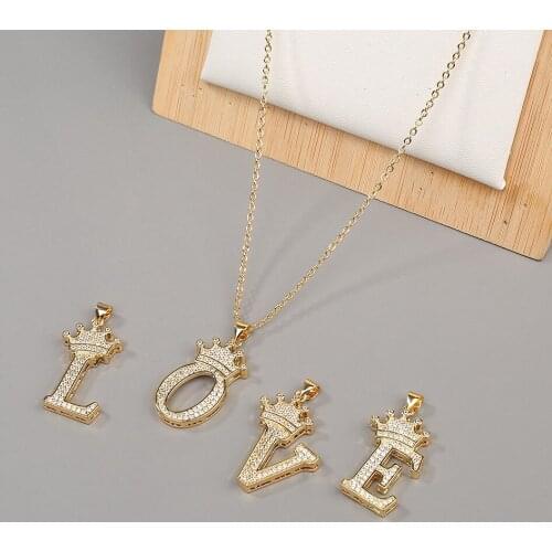 2021 New 26 Letters Pendant Necklace Alphabet Copper Creative Zircon Pensonality Diy Charm Necklace Accessories Jewelry