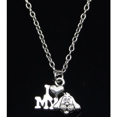 New Fashion Necklace 17mm I love my dog Pendants Short Long Women Men Colar Gift Jewelry Choker
