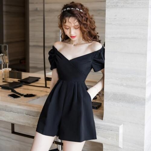 New arrival fashion summer v-neck playsuit women office lady elegant sexy temperament simple work style solid short jumpsuits