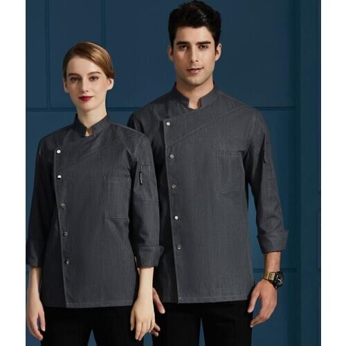 Men Women Stand Collar Chef Coat Bakery Food Service Kitchen Jackets Catering Restaurant Hotel Cooking Cook Wear Sushi Uniform