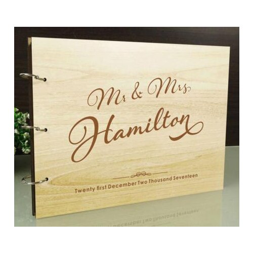 Personalized Mr. & Mrs. Rustic wedding guest album engraved Wooden guestbooks Reception party favors decorations