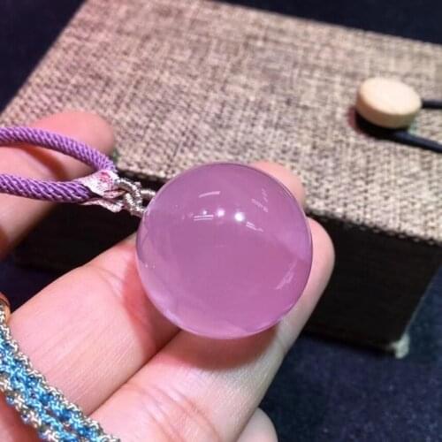 Natural Pink Rose Quartz Star Light Round Sphere Ball Pendant 25mm Necklace Mozambique Women Men Heart Love Jewelry AAAAA