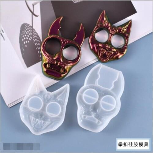 Transparent Silicone Mould Resin Decorative Craft DIY Cat head tiger head Pendant Self-defense Keychain Mold epoxy resin molds