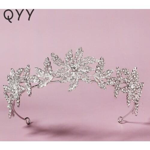 QYY Wedding Crown Rhinestone Tiaras and Crowns for Women Accessories Bridal Hair Jewelry Party Headpiece Bride Headwear Gift