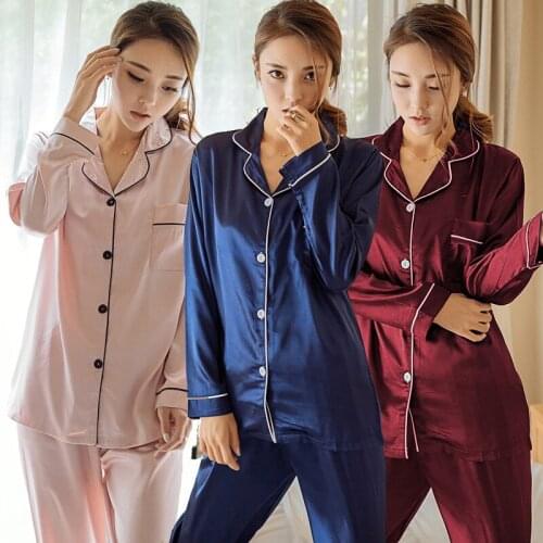 Plus Size 5XL 2020 Autumn Long Sleeve Silk Satin Pajama Sets for Women Sleepwear Suit Pyjamas Homewear Pijama Mujer Home Clothes