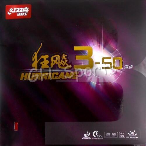 DHS Hurricane 3-50 Pips-in Table Tennis PingPong Rubber With Sponge