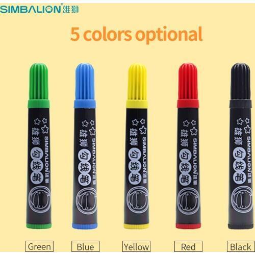 SIMBALION Art Hook Line Watercolor Pen Bold Mark Pen Tasteless Painting Hook Line Sketch For Painting Drawing School Supplies