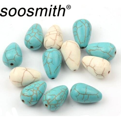 Blue White Drop-Shaped Natural Turquoise Stone Beads For Jewelry Making DIY Handmade Bracelet Necklace Accessorie Wholesale