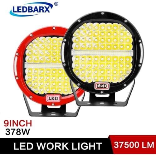 LEDBARX 2Pcs 9 Inch 378W Led Work Light Offroad Flood Spot Led Beams 4x4 12V 24V 4WD SUV Led Light Bar For Car Auto ATV UAZ Boat