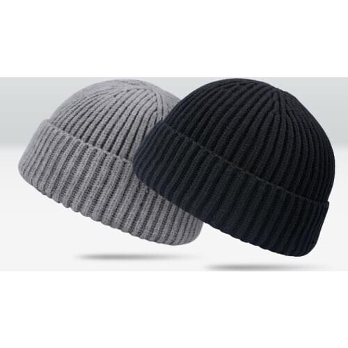 TJ-TianJun Short dome rogue hat mens Korean knitting cold hat melon skin hat Yapi womens hip hop fashion landlord Hat Wool Hat