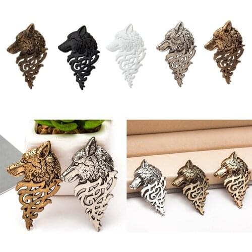 Vintage Wolf Head Brooch Jewelry Mens Wolf Head Suit Collar Pin Buckle Brooch Unisex Wolfhead Brooches For Women Men 5.5*3.4cm