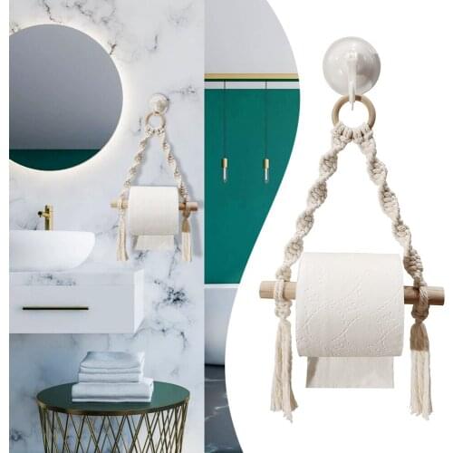 Vintage Towel Hanging Rope Toilet Paper Holder Wall Mounted Hanging Bathroom Toilet Tissue Display Stand For Home Bathroom Decor