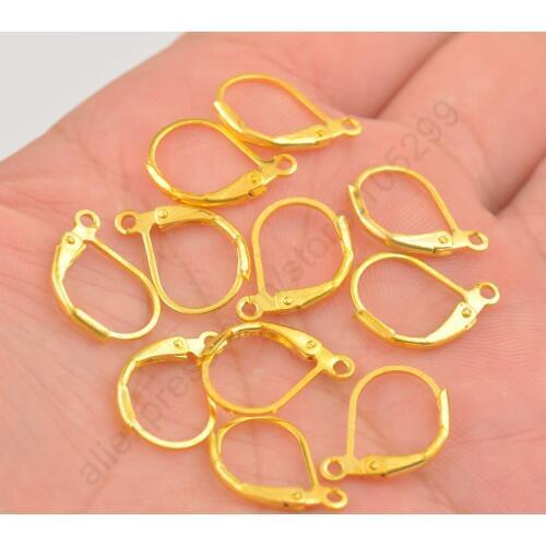 Hot Sale Depressed Semicircle Gold color Earring Hook Earwires Woman Jewelry Lever Back DIY Making Accessories Findings