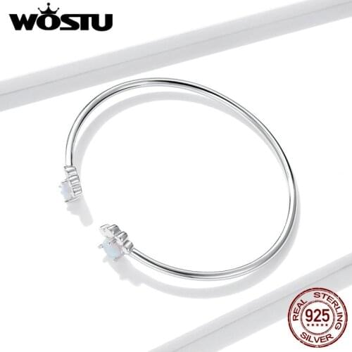 WOSTU 2020 NEW Bangles Snake Chain Silver Bracelets Bracelets S925 Puppy Cute Paws for Women Fine Jewelry Pulseira DAB055