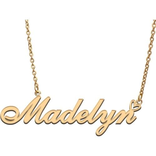 Love Heart Madelyn Name Necklace for Women Stainless Steel Gold & Silver Nameplate Pendant Femme Mother Child Girls Gift
