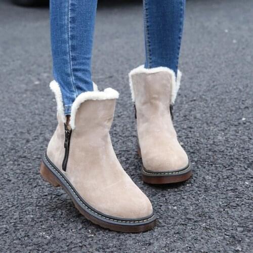 Snow boots basic 2021 square heels winter shoes women boots fashion warm plush solid ankle boots women shoes botas mujer Bottes