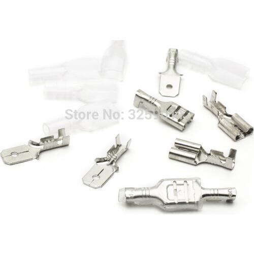 1PCS 6.3mm Brass Boat Car Speaker Circuit Board Connector Plug Spring Tinned Fittings Copper Crimp Terminal With Sheath