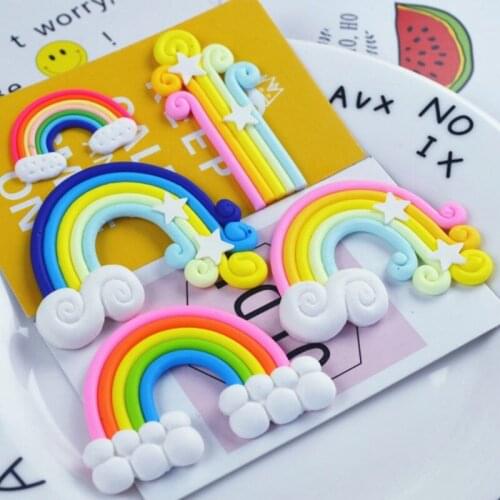 10Pcs/lot Flatback Mix Resin Lollipop Rainbow Cartoon Embellishments For Scrapbooking Accessories Home Decration